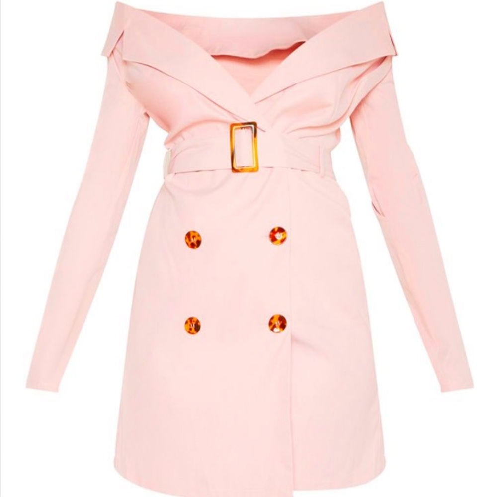 Prettylittlething Bardot Tortoise Button Dress - image 2